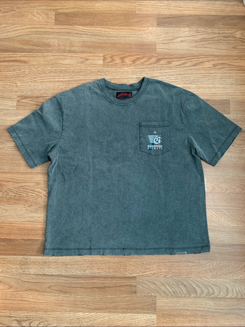 Godspeed Vintage Washed Gray Pocket Tee
